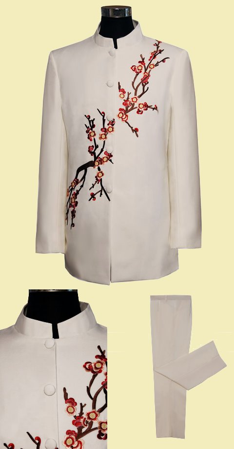 Modernised Mao Suit w/ Plum Blossoms Embroidery (RM)